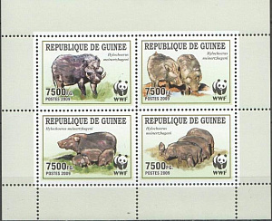 Гвинея, 2009, Кабаны, WWF, 4 марки в малом листе